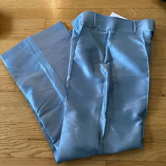 Destree Niagara blue satin straight pants - Picture 6 of 7